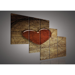 Srdce na dřevě 156 S4B - pětidílný